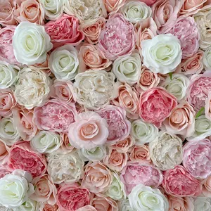Factory Supply Silk Rose Artificial Flower Backdrop Artificial Flower Wall For Wedding Stage Decoration