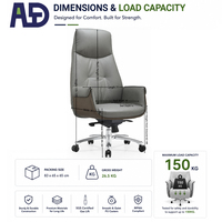 Chaise de bureau ergonomique en cuir moderne à marque privée avec base chromée et fonctions réglables pour le bureau à domicile et l'usage gouvernemental