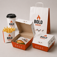 Fabricant de contenants jetables en carton pour emballages alimentaires personnalisés avec logo pour hamburgers, ailes de poulet, frites, pour les marques de livraison à emporter