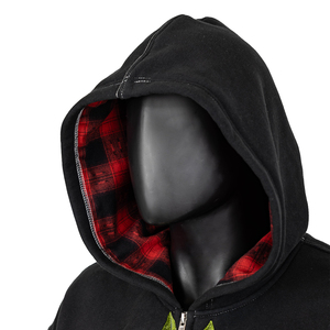 Sudadera con capucha TOPSHOW con estampado personalizado, efecto desgastado y decolorado, reversible, con cremallera, de franela, para hombre, de algodón. - Product Image 2