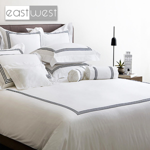 Sang Trọng 5 Sao Khách Sạn Thêu 100% Bông Percale Tấm Ga Trải Giường Linen Trắng Khách Sạn Bedsheet Trong Phong Cách Phương Tây Dệt Kỹ Thuật - Product Image 2