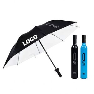 Parapluie personnalisé 8K jaune imprimé, pliable en 3 sections, avec logo, pour cadeau d'affaires, pour bouteille de vin - Product Image 1