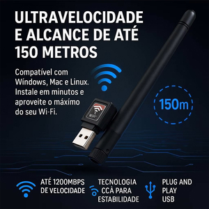 <span class=keywords><strong>USB</strong></span> Wi-Fi Adapter 1200Mbps kết nối nhanh Card mạng với 150m phạm vi Loại sản phẩm - Product Image 4