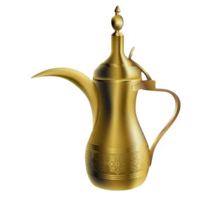 Handmade Engraved Design <b>Arabic</b> Dallah Best Selling Gold Polished Tabletop Kitchenware <b>Tea</b> and Coffee Pot From India - Product Image 4