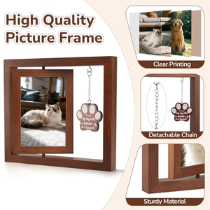 Cornice Portafoto Rotante in Legno a Forma di Zampa per Ricordo di Cani e Gatti Deceduti, Regalo Commemorativo per Animali Domestici, Contiene Foto 10x15 cm - Product Image 2