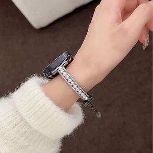 สายนาฬิกาข้อมือ Upro Elegant Pearl Jewelry สำหรับ Apple Watch Series 11 10 9 8 SE ประดับเพชรซิร์คอนหรูหรา สายโลหะแบบโซ่สำหรับ iWatch - Product Image 5