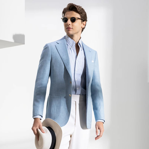 HARCHOY 2025 classico <span class=keywords><strong>Blazer</strong></span> monopetto <span class=keywords><strong>blu</strong></span> <span class=keywords><strong>Navy</strong></span> abito da <span class=keywords><strong>uomo</strong></span> nuova moda Business Casual con chiusura a bottone 100% lana Cool - Product Image 1