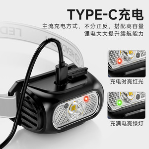 <b>Led</b> Headlight <b>Rechargeable</b> Red <b>Light</b> Outdoor Cycling Headlamp 20000 Hours <b>Working</b> Time - Product Image 3