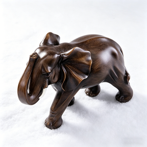 Escultura de <span class=keywords><strong>Elefante</strong></span> Marrón Oscuro, Adorno Realista con Efecto de Resina para Decoración de Sala de Estar y Oficina - Product Image 6