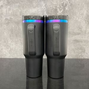 Gobelet de voyage personnalisé sans BPA de 40 oz, bleu violet dégradé, avec poignée et paille - Product Image 1