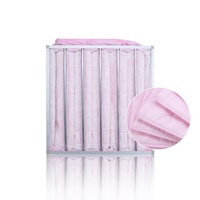 Filter Saku AHU untuk Pendingin Udara Penyegar Udara Primer Baru Serat Sintetis Kapasitas Debu Tinggi Efisiensi 80%