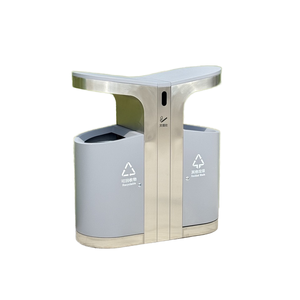 옥외용 폐기물 관리를 위한 이중 <span class=keywords><strong>2</strong></span> 종별 60L 스테인리스 쓰레기통 스탠딩 금속 쓰레기통 - Product Image 1