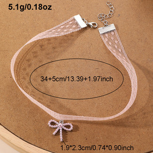 Fashion Lace Choker Necklaces for Women Imitation Pearl Bowknot Pendant Clavicle <strong>Chain</strong> Accessories - Product Image 5