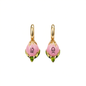 Pendientes Colgantes de Flor en Oro Rosa Estilo Lolita con Cristales de Estrás y Engaste de Bisel, Joyería Fina para Mujer, Lindos para Uso Diario - Product Image 1