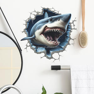 Dessin animé requin <span class=keywords><strong>toilette</strong></span> stickers muraux chambre salon décoration de la maison stickers muraux auto-adhésif PVC <span class=keywords><strong>papier</strong></span> <span class=keywords><strong>peint</strong></span> - Product Image 1