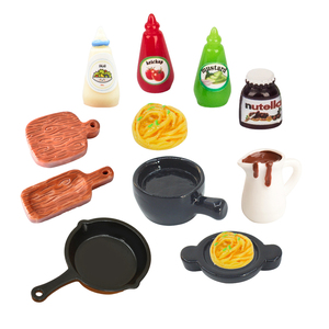 Cute 3d Miniature Condiment Frying Pan Steak Bakeware Tray Spaghetti Design Artificial Kitchen Theme Resin Cabochon