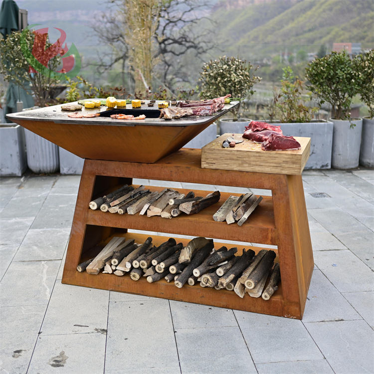 Modern Rusty Corten Steel Portable Outdoor Charcoal BBQ Grill for Home ...