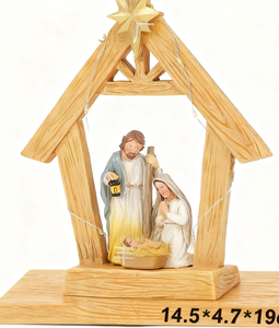 Custom <strong>Wholesale</strong> Eco-friendly <strong>Jesus</strong> Nativity Resin <strong>Figurine</strong> with Light-Up <strong>Baby</strong> <strong>Jesus</strong> for Christmas Decoration - Product Image 6