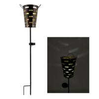 Vintage Bronze Hohle Eimer-Solarleuchte Metall-Laternen-Stil Outdoor Solar-Gartendekoration Lampe