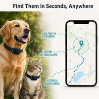 Traceur GPS pour animaux de compagnie avec logo personnalisé, suivi en temps réel 4G GPS WiFi LBS, localisateur pour chat et chien, OEM ODM, étanche, CE FCC, sans frais mensuels
