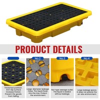 Palette Euro en HDPE, étanche, anti-fuite, volume de fuite de 43 L, pour entrepôt industriel, stockage, transport de fluides en laboratoire
