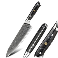 Vendeur chaud Amber Black Stone Handle couteau de chef professionnel de 8 pouces couteau de chef japonais vg 10 couteau de chef