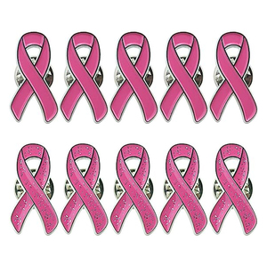 Pin de solapa de esmalte metálico de fábrica, verde, azul, blanco, rojo, rosa, con lazo de concienciación sobre el cáncer de mama - Product Image 4