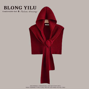 Howhot Design Sense Striped Knitted Hooded <strong>Shawl</strong> Women's Autumn Winter Warm Scarf Hat One-piece Outer Neck Protection 100% - Product Image 5