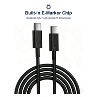Kabel USB C ke USB C 6A dengan Chip E-Marker untuk Kabel Data Fleksibel TPE 100W untuk Ponsel Android, Tablet, Laptop 1M 2M OEM ODM Grosir