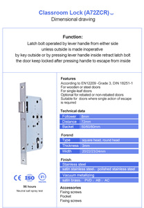 लकड़ी के स्टील के दरवाजे के लिए टिकाऊ एंटी-चोरी अनलॉक का रास्ता Factory-A72 - Product Image 3