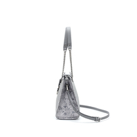 Sac fourre-tout de luxe gris pour femme, motif gaufré, sac messager pour femme avec poignée chaîne, idéal pour le bureau, le shopping et les trajets quotidiens