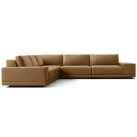 Canapé d'angle modulable de luxe italien moderne en forme de L, avec accoudoirs larges, pour intérieur, meuble artisanal pour hall d'hôtel