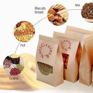 Sac en papier kraft à fond carré brun avec fenêtre, personnalisé, à bas prix, pour emballage alimentaire à emporter, idéal pour pâtisseries, biscuits et friandises, avec fermeture à lien métallique - Product Image 5