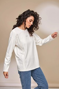Felpa <span class=keywords><strong>Premaman</strong></span> in Cotone Organico a Maniche Lunghe Vestibilità Regolare con Cerniere Laterali Nascoste Abbigliamento Traspirante - Product Image 6
