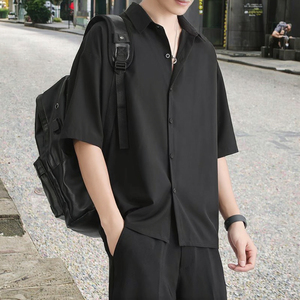 Chemise boutonnée d'été pour homme avec logo personnalisé, coupe oversize, manches courtes, design décontracté, tricot de haute qualité, respirant, anti-boulochage - Product Image 2