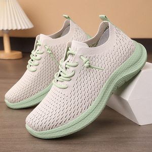 Women's Summer Casual Lace-Up Running Sneakers Breathable <b>Soft</b> Sole PVC Insole Cross-Border Couple Fashion Trend Walking <b>Shoes</b> - Product Image 2