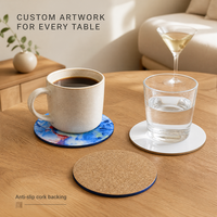 Sous-verres carrés écologiques en liège avec support en bois, vierges pour sublimation, personnalisables pour la décoration intérieure et les cadeaux de Noël