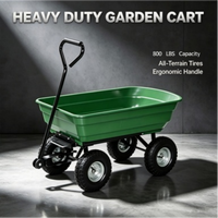 Chariot de jardin robuste de 800 lb en polyéthylène vert avec pneus tout-terrain et poignée en T pour l'aménagement paysager extérieur