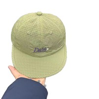 Gorra de 6 Paneles Estilo Coreano de Secado Rápido, Nylon, Visera Corta, Diseño a Cuadros con Letras Bordadas, Ligera, para Mujer, Primavera/Verano