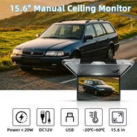 Monitor Mobil LCD 15.6 Inch Lipat di Plafon, Layar Atap dengan Input USB SD AV, Pemancar FM, Layar TV Mobil dengan Speaker Terintegrasi