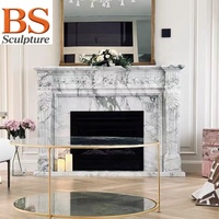 Cheminée en marbre blanc naturel, style moderne et simple, polie à la main, pour la décoration intérieure de villas et de maisons.