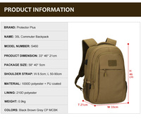 Sac à dos tactique imperméable avec fermeture éclair, grande capacité 35L, pour camping, trekking, escalade, cyclisme, système Molle, compatible ordinateur portable