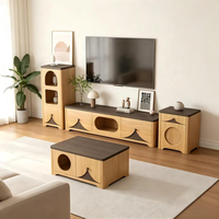 Meuble TV moderne en bois blanc avec rangement et bac à litière, sur mesure pour ameublement domestique