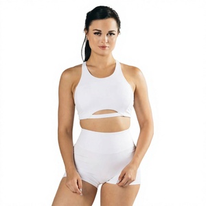 Women Yoga Sports Bra <b>White</b> Racerback Athletic <b>Crop</b> <b>Top</b> Workout Fitness Activewear Custom Logo OEM ODM Wholesale Supplier - Product Image 3