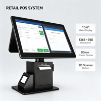 Sistema de Punto de Venta de escritorio, de doble pantalla caja registradora, máquina Pos, impresora térmica integrada de 80mm y escáner de código de barras para venta minorista