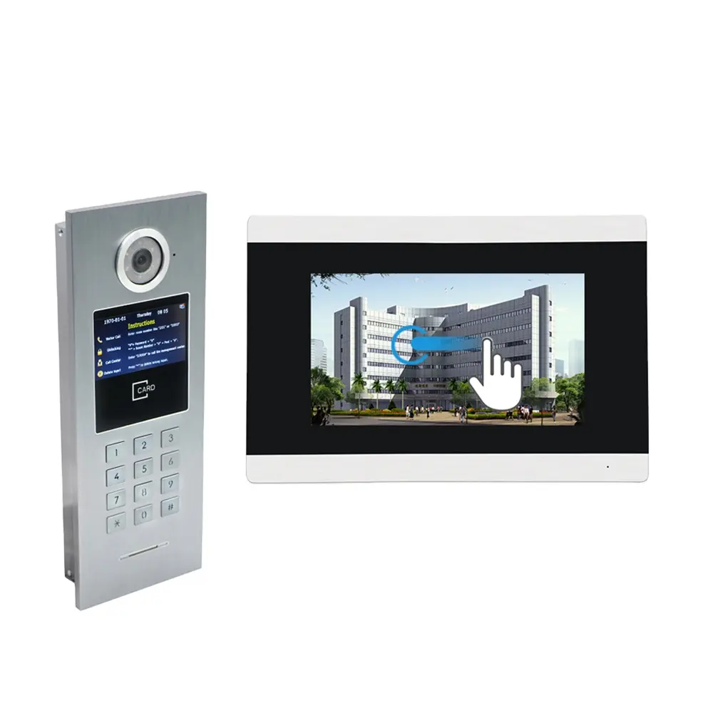 Bcom IP SIP-جهاز اتصال داخلي فيديو, شاشة تعمل باللمس 7 بوصة احترافية لبناء الشقق