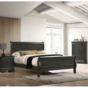 Modern Classic Contemporary Queen Size <b>Bed</b> Gray Louis Phillipe Solidwood <b>Bed</b> Bedroom Sleigh <b>Bed</b> Furniture - Product Image 2