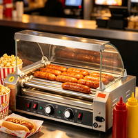 Grille à hot-dogs électrique de table, machine à faire des hot-dogs, grille à saucisses avec contrôle de température double et indépendant