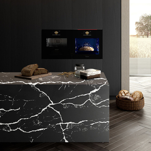 TMZ Design Moderne ODM OEM Pierre Artificielle Quartz Blanc Poli 5090 Calacatta Nero Comptoirs de Cuisine et Plateaux de Table pour Hôtels - Product Image 4