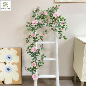 Fleur artificielle de vigne de haute qualité, fausse vigne de Rose, fleur en soie suspendue pour <span class=keywords><strong>magasin</strong></span>, maison, jardin, mariage - Product Image 1